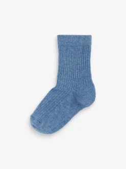 Next Bleu/Marine - Paquet de chaussettes en coton riche à fines côtes 7