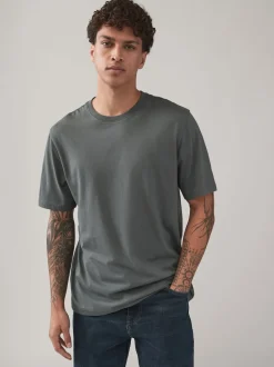 Next - Ajustement régulier - T-shirt 4 Pack Bleu/Marine/Blanc/Acier Outlet