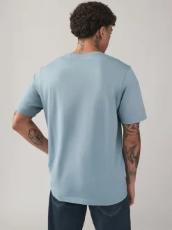 Next - Ajustement régulier - T-shirt 4 Pack Bleu/Marine/Blanc/Acier Outlet