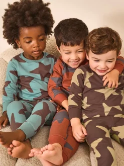 Next Bleu/marron - Lot de 3 pyjamas Snuggle (9mois-10ans) New