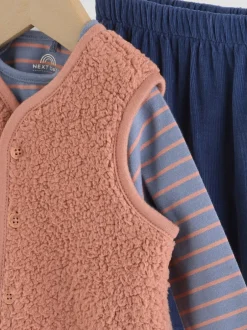 Next Bleu/marron Bear Hugs Slogan Borg - Ensemble Gilet et Leggings bébé (0mois-2ans) Clearance