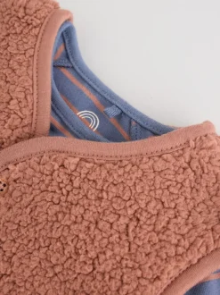 Next Bleu/marron Bear Hugs Slogan Borg - Ensemble Gilet et Leggings bébé (0mois-2ans) Clearance