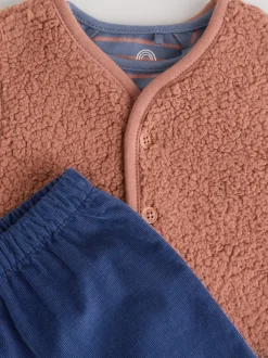 Next Bleu/marron Bear Hugs Slogan Borg - Ensemble Gilet et Leggings bébé (0mois-2ans) Clearance