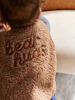 Next Bleu/marron Bear Hugs Slogan Borg - Ensemble Gilet et Leggings bébé (0mois-2ans) Clearance
