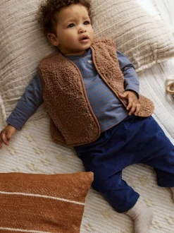 Next Bleu/marron Bear Hugs Slogan Borg - Ensemble Gilet et Leggings bébé (0mois-2ans) Clearance