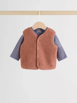 Next Bleu/marron Bear Hugs Slogan Borg - Ensemble Gilet et Leggings bébé (0mois-2ans) Clearance