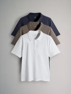 The Set Bleu/Marron/Blanc bleu marine - lot 3 polos en jersey de coton à manches courtes Best