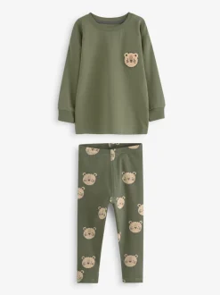 Next Bleu/Marron/Kaki Vert Animal - Lot de 3 pyjamas Snuggle (9mois-8ans) Clearance