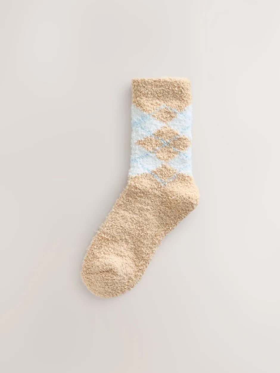 Next Bleu/Neutre à losanges - Lot de 2 paires de chaussettes douillettes