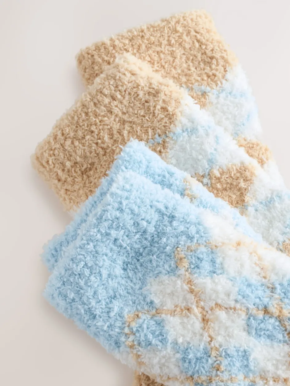 Next Bleu/Neutre à losanges - Lot de 2 paires de chaussettes douillettes