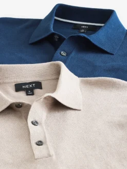 Next Bleu/neutre bleu marine - Manches longues Polos en tricot 2 Lot Best