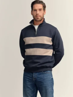 Next Bleu/neutre bleu marine - Quart de zip - Sweat-shirt color block