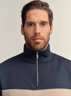 Next Bleu/neutre bleu marine - Quart de zip - Sweat-shirt color block