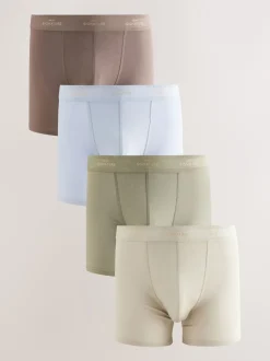 Next Bleu/Neutre/Vert - Lot de 4 boxers Signature en coton majoritaire Clearance