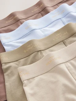 Next Bleu/Neutre/Vert - Lot de 4 boxers Signature en coton majoritaire Clearance