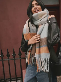 Next Bleu/Orange - Écharpe couverture brossée épaisse Hot