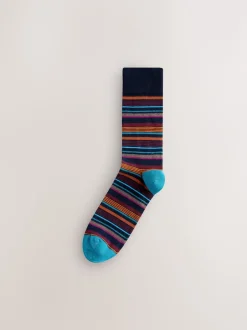 Next - Paquet de chaussettes à motifs 8 Bleu/Orange Sale