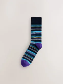 Next - Paquet de chaussettes à motifs 8 Bleu/Orange Sale