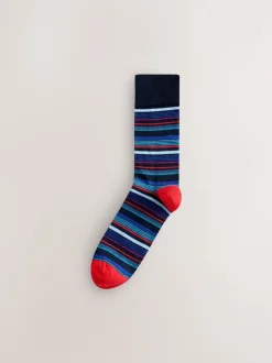 Next - Paquet de chaussettes à motifs 8 Bleu/Orange Sale