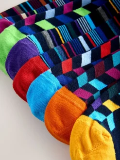 Next - Paquet de chaussettes à motifs 8 Bleu/Orange Sale
