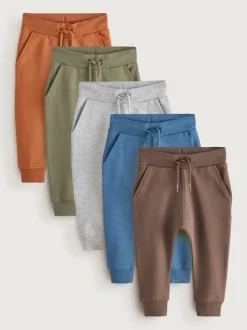 Next - Lot de 5 joggings (3mois-7ans) Bleu/orange rouille/vert kaki Clearance