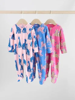 Next Bleu/rose Animal Character - Lot de 3 dors-bien bébé à fermeture éclair bidirectionnelle (0mois -2ans)