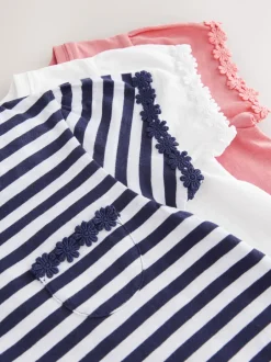 Next Bleu/rose/blanc - Lot 3 t-shirts Daisy Trim (1.5-16ans)