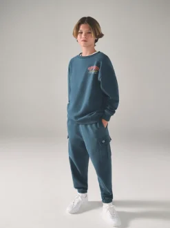 Superdry - Ensemble sweat et short Bleu/rouge Clearance