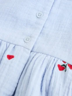 Next Bleu/rouge - Robe brodée à manches longues pour bébé (0mths-2yrs)