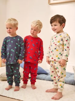 Next - Lot de 3 pyjamas Snuggle (9mois-10ans) Bleu/Rouge/Crème New