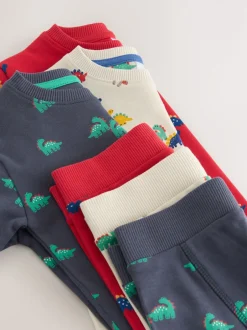 Next - Lot de 3 pyjamas Snuggle (9mois-10ans) Bleu/Rouge/Crème New