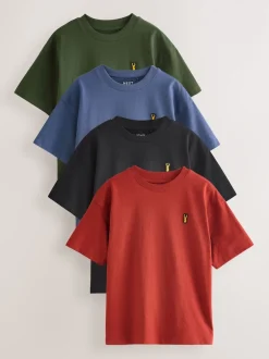 Next Bleu/rouille/kaki/noir - Lot 4 t-shirts décontractés à manches courtes (3-16ans) Hot