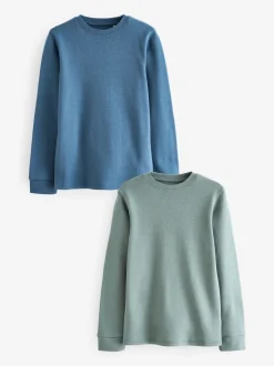 Next - Lot de 2 Hauts thermiques à manches longues (2-16ans) Bleu/sarcelle Clearance
