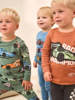 Next - Lot de 3 pyjamas Snuggle courts (9mois-10ans) Bleu/vert Hot