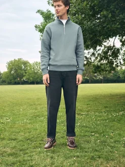 Next - Quart de zip - Sweat-shirt en jersey riche en coton Bleu/vert Discount