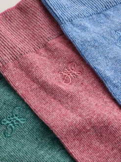 Next Bleu/Vert/Gris - Lot de 5 - Chaussettes fraîches brodées durables New