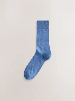 Next Bleu/Vert/Gris - Lot de 5 - Chaussettes fraîches brodées durables New