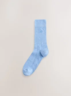 Next Bleu/Vert/Gris - Lot de 5 - Chaussettes fraîches brodées durables New