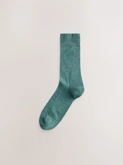 Next Bleu/Vert/Gris - Lot de 5 - Chaussettes fraîches brodées durables New
