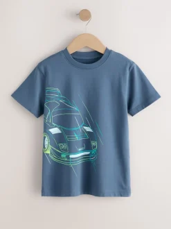 Next - T-shirts à manches courtes à imprimé graphique coupe standard Lot de 3 (3à16ans) Bleu/Vert/Jaune Clearance