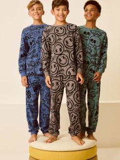 Next - Lot de 3 pyjamas à manches longues (3-16ans) Bleu/Vert/Neutre Personnage Hot