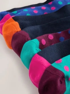 Next - Lot de 7 - Chaussettes riches en coton pour homme Bleu/vert/orange à pois Online
