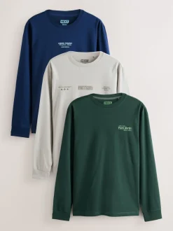 Next Bleu/Vert/Pierre - T-shirt graphique décontracté à manches longues en lots Hot