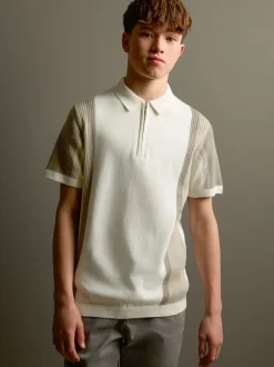 Next Bloc de couleur neutre - Polos tricotés à col zippé (3-16yrs) Discount