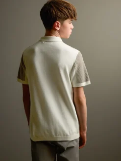 Next Bloc de couleur neutre - Polos tricotés à col zippé (3-16yrs) Discount