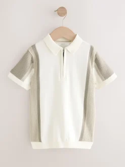 Next Bloc de couleur neutre - Polos tricotés à col zippé (3-16yrs) Discount