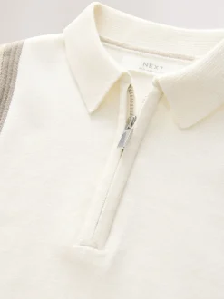 Next Bloc de couleur neutre - Polos tricotés à col zippé (3-16yrs) Discount