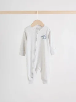 Next Blue Milk Club - Combinaisons de nuit à fermeture éclair pour bébés 3 Pack (0mths-3yrs) Clearance