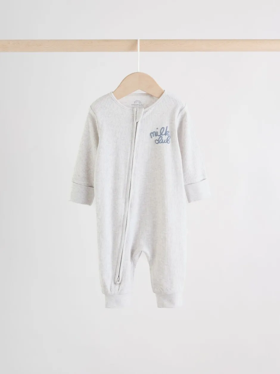 Next Blue Milk Club - Combinaisons de nuit à fermeture éclair pour bébés 3 Pack (0mths-3yrs) Clearance