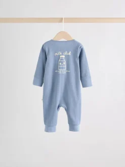Next Blue Milk Club - Combinaisons de nuit à fermeture éclair pour bébés 3 Pack (0mths-3yrs) Clearance